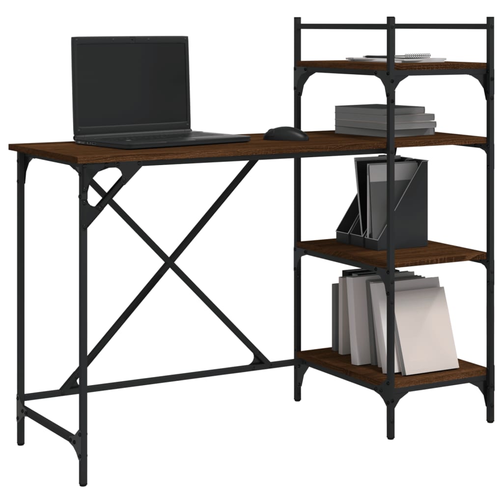 Computertisch mit Regal Braun Eiche-Optik 120x47x109 cm - Premium Schreibtische  - Just €87.30! Shop now at homesales4u