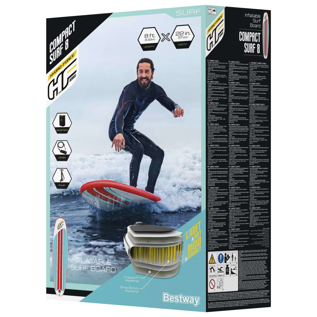 Hydro-Force Compact Surf 8 SUP Aufblasbar 243x57x7 cm - Premium Surfbretter  - Just €325.73! Shop now at homesales4u