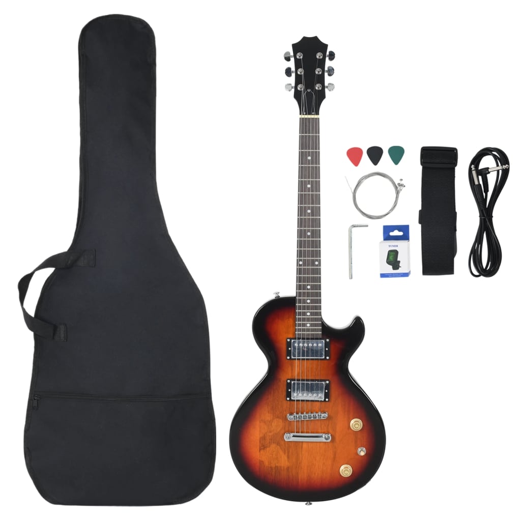 E-Gitarre für Anfänger mit Tasche Braun und Schwarz 4/4 39" - Premium Gitarren  - Just €197.23! Shop now at homesales4u