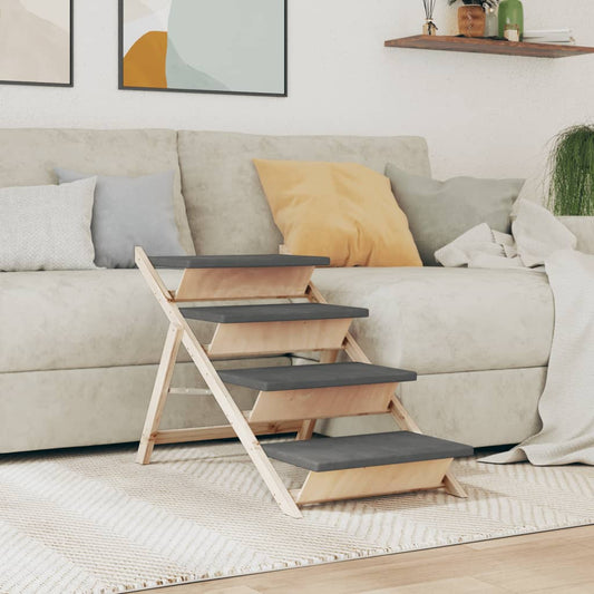 Hundetreppe Grau 105x47 cm Massivholz Tanne - Premium Treppen & Rampen für Haustiere  - Just €117.32! Shop now at homesales4u