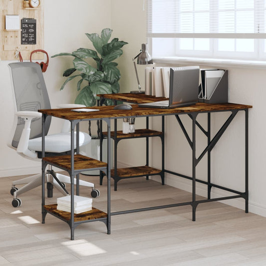 Schreibtisch Räuchereiche 139x139x75 cm Holzwerkstoff - Premium Schreibtische  - Just €122.09! Shop now at homesales4u
