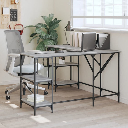 Schreibtisch Grau Sonoma 139x139x75 cm Holzwerkstoff - Premium Schreibtische  - Just €126.76! Shop now at homesales4u