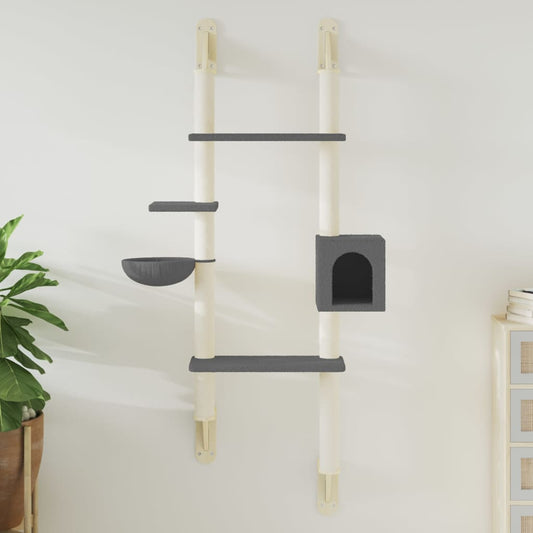 Kratzbaum mit Kratzsäule Wandmontage Dunkelgrau 180 cm - Premium Kratzbäume  - Just €89.06! Shop now at homesales4u