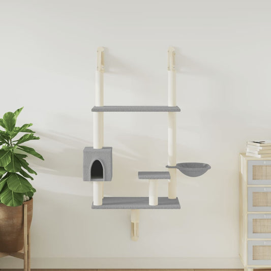 Kratzbaum mit Kratzsäule Wandmontage Hellgrau 153 cm - Premium Kratzbäume  - Just €78.05! Shop now at homesales4u