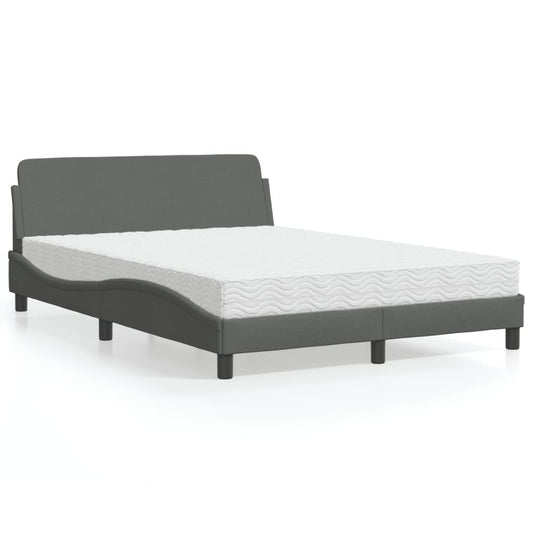 Bett mit Matratze Dunkelgrau 140x190 cm Stoff - Premium Betten & Bettgestelle  - Just €466.58! Shop now at homesales4u