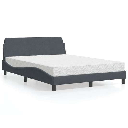 Bett mit Matratze Dunkelgrau 140x190 cm Samt - Premium Betten & Bettgestelle  - Just €423.11! Shop now at homesales4u