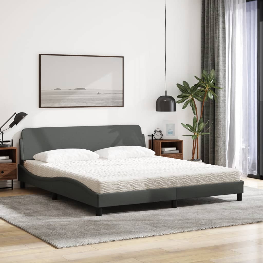 Bett mit Matratze Dunkelgrau 180x200 cm Stoff - Premium Betten & Bettgestelle  - Just €500.56! Shop now at homesales4u