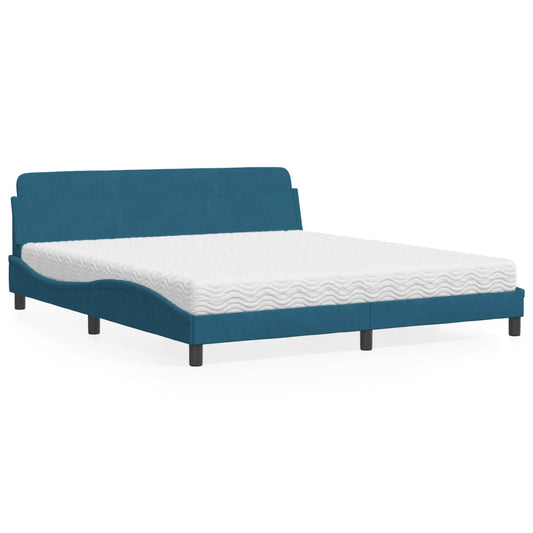 Bett mit Matratze Blau 180x200 cm Samt - Premium Betten & Bettgestelle  - Just €453.79! Shop now at homesales4u