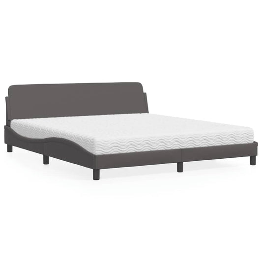 Bett mit Matratze Grau 180x200 cm Kunstleder - Premium Betten & Bettgestelle  - Just €495.65! Shop now at homesales4u