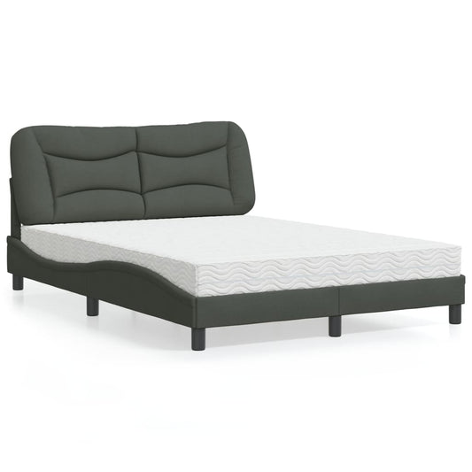Bett mit Matratze Dunkelgrau 140x190 cm Stoff - Premium Betten & Bettgestelle  - Just €527.10! Shop now at homesales4u