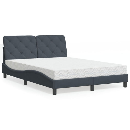 Bett mit Matratze Dunkelgrau 140x190 cm Samt - Premium Betten & Bettgestelle  - Just €492.09! Shop now at homesales4u