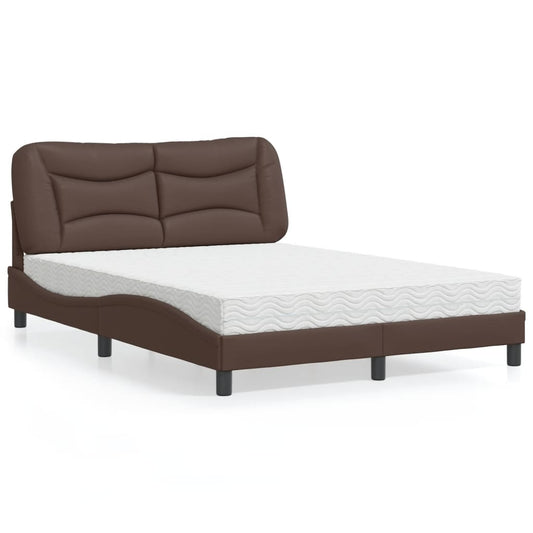 Bett mit Matratze Braun 140x190 cm Kunstleder - Premium Betten & Bettgestelle  - Just €561.62! Shop now at homesales4u