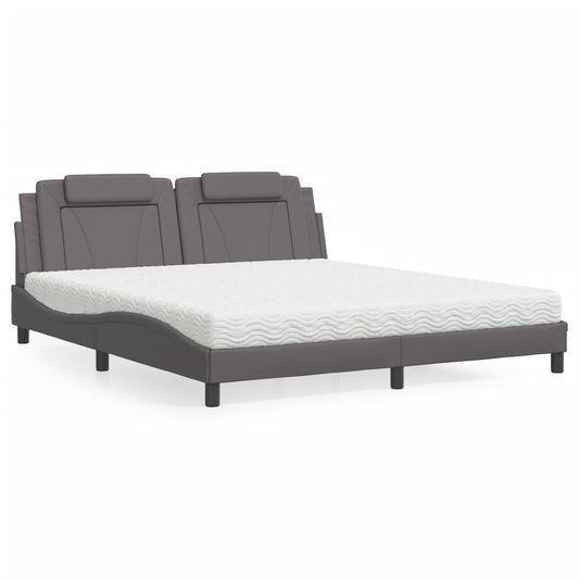 Bett mit Matratze Grau 180x200 cm Kunstleder - Premium Betten & Bettgestelle  - Just €565.44! Shop now at homesales4u