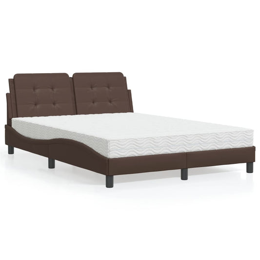 Bett mit Matratze Braun 140x190 cm Kunstleder - Premium Betten & Bettgestelle  - Just €520.98! Shop now at homesales4u
