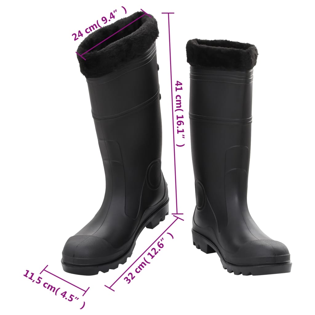 Gummistiefel mit Herausnehmbarem Innenfutter Schwarz Gr. 46 PVC - Premium Wathosen für Angler & Jäger  - Just €41.87! Shop now at homesales4u