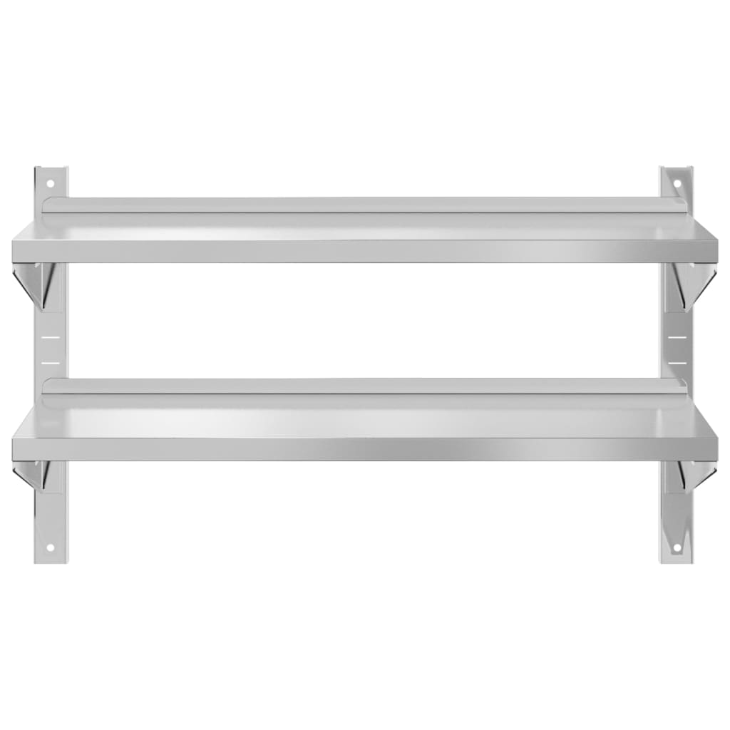Wandregal mit 2 Böden 100x40x60 cm Silbern Edelstahl - Premium Wandregale  - Just €94.52! Shop now at homesales4u