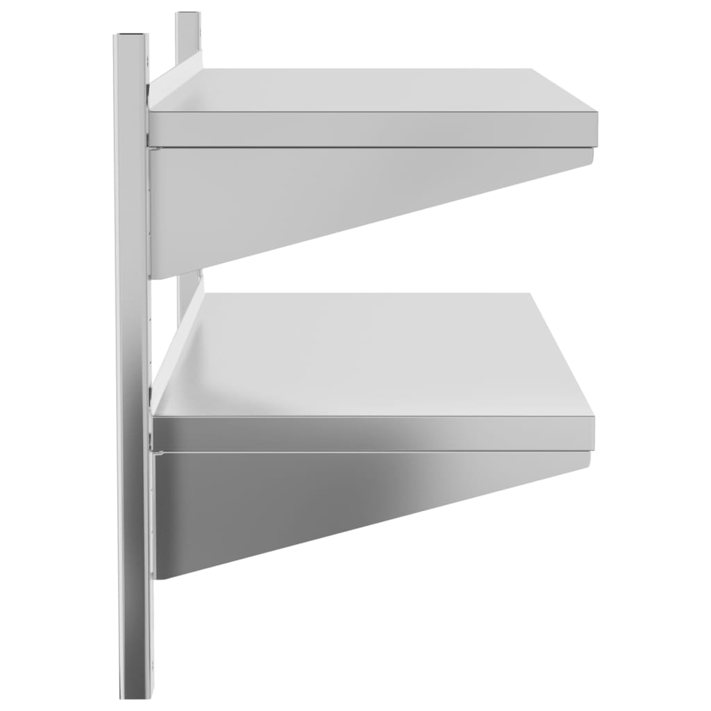 Wandregal mit 2 Böden 100x40x60 cm Silbern Edelstahl - Premium Wandregale  - Just €94.52! Shop now at homesales4u