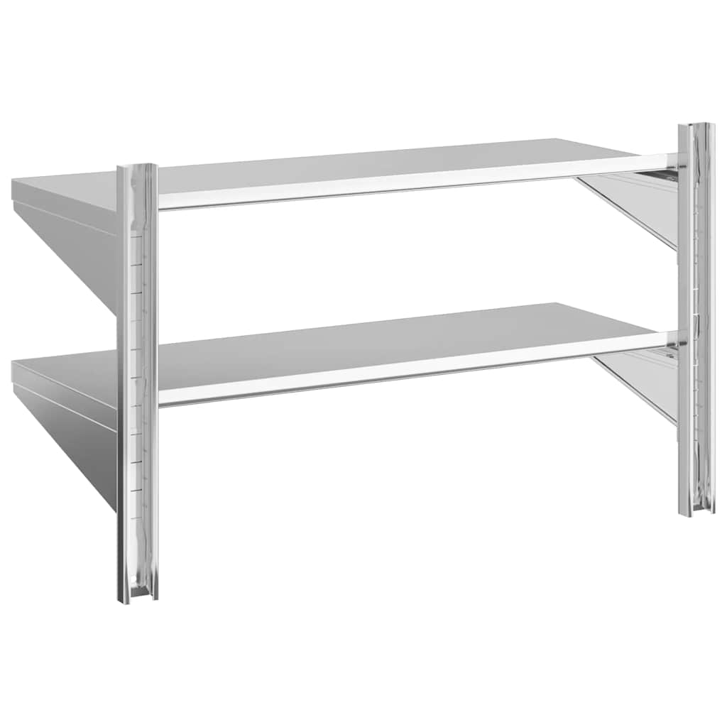 Wandregal mit 2 Böden 100x40x60 cm Silbern Edelstahl - Premium Wandregale  - Just €94.52! Shop now at homesales4u