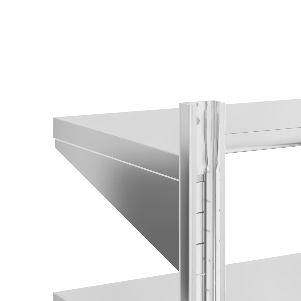 Wandregal mit 2 Böden 100x40x60 cm Silbern Edelstahl - Premium Wandregale  - Just €94.52! Shop now at homesales4u