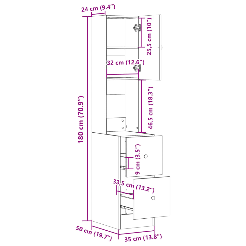 Küchenschrank Räuchereiche 35x50x180 cm Holzwerkstoff - Premium Küchenschränke  - Just €97.53! Shop now at homesales4u