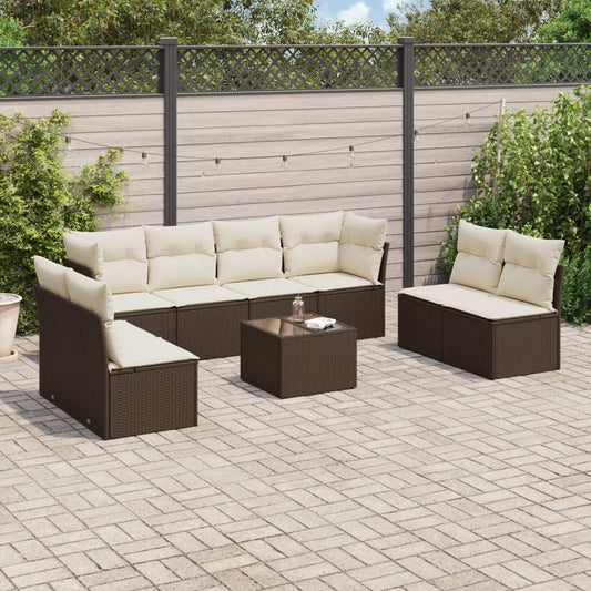 9-tlg. Garten-Sofagarnitur mit Kissen Braun Poly Rattan - Premium Gartenmöbel-Sets  - Just €673.39! Shop now at homesales4u
