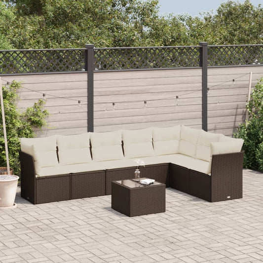 8-tlg. Garten-Sofagarnitur mit Kissen Braun Poly Rattan - Premium Gartenmöbel-Sets  - Just €713.30! Shop now at homesales4u