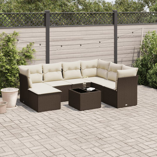 8-tlg. Garten-Sofagarnitur mit Kissen Braun Poly Rattan - Premium Gartenmöbel-Sets  - Just €659.55! Shop now at homesales4u