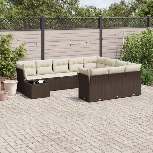 11-tlg. Garten-Sofagarnitur mit Kissen Braun Poly Rattan - Premium Gartenmöbel-Sets  - Just €884.32! Shop now at homesales4u