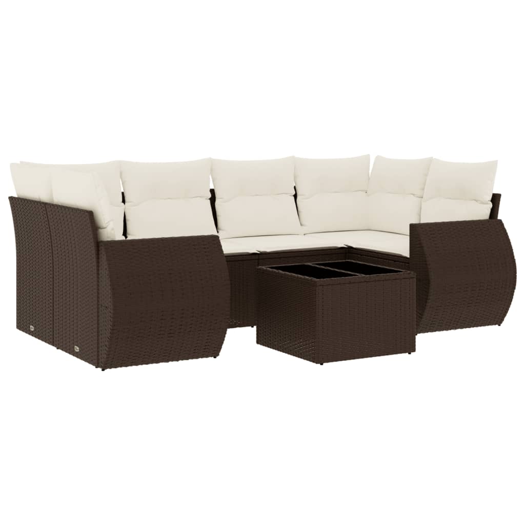 7-tlg. Garten-Sofagarnitur mit Kissen Braun Poly Rattan - Premium Gartenmöbel-Sets  - Just €667.59! Shop now at homesales4u