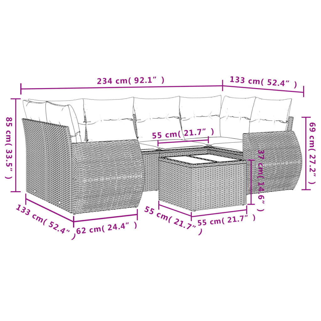 7-tlg. Garten-Sofagarnitur mit Kissen Braun Poly Rattan - Premium Gartenmöbel-Sets  - Just €667.59! Shop now at homesales4u