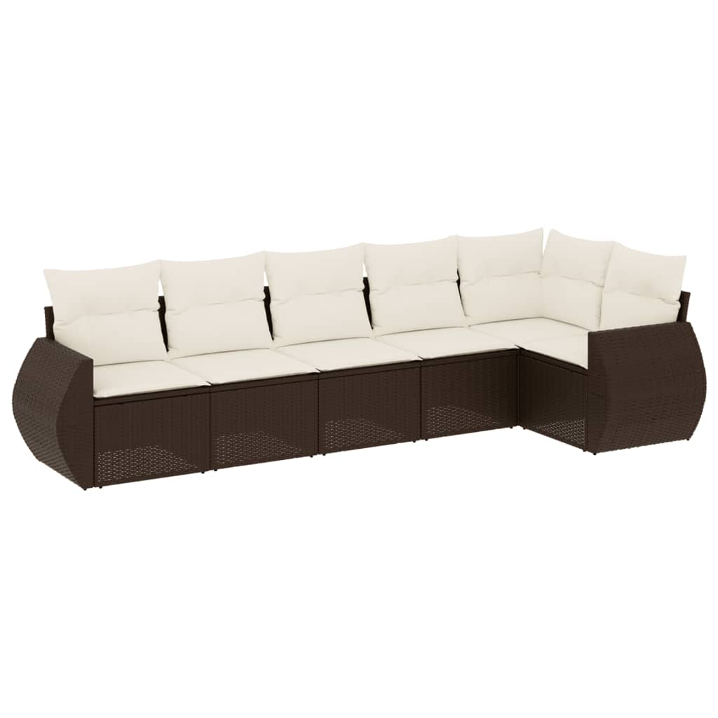 6-tlg. Garten-Sofagarnitur mit Kissen Braun Poly Rattan - Premium Gartenmöbel-Sets  - Just €554.21! Shop now at homesales4u