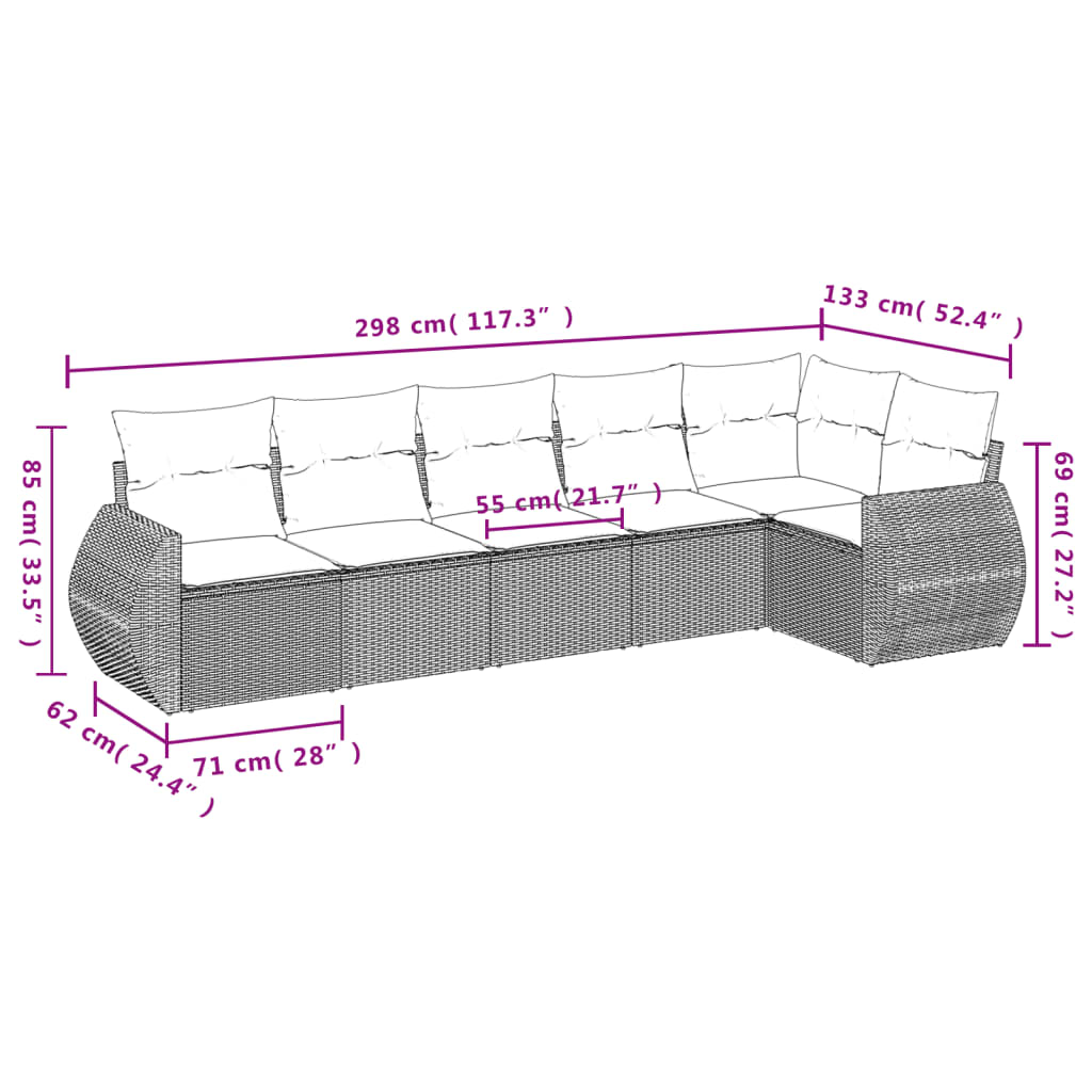 6-tlg. Garten-Sofagarnitur mit Kissen Braun Poly Rattan - Premium Gartenmöbel-Sets  - Just €554.21! Shop now at homesales4u