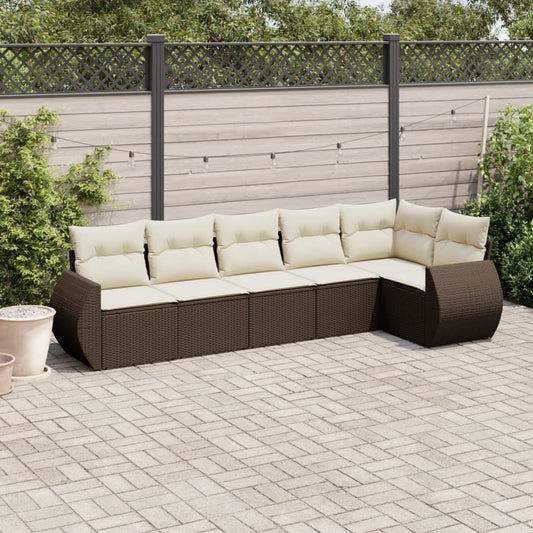 6-tlg. Garten-Sofagarnitur mit Kissen Braun Poly Rattan - Premium Gartenmöbel-Sets  - Just €554.33! Shop now at homesales4u