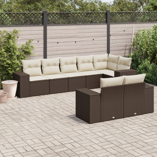8-tlg. Garten-Sofagarnitur mit Kissen Braun Poly Rattan - Premium Gartenmöbel-Sets  - Just €780.18! Shop now at homesales4u