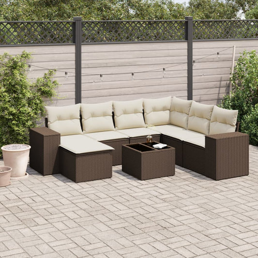 8-tlg. Garten-Sofagarnitur mit Kissen Braun Poly Rattan - Premium Gartenmöbel-Sets  - Just €695.43! Shop now at homesales4u