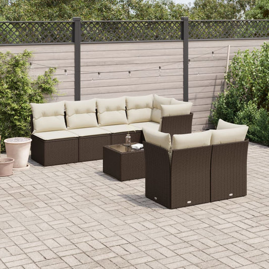 8-tlg. Garten-Sofagarnitur mit Kissen Braun Poly Rattan - Premium Gartenmöbel-Sets  - Just €721.60! Shop now at homesales4u