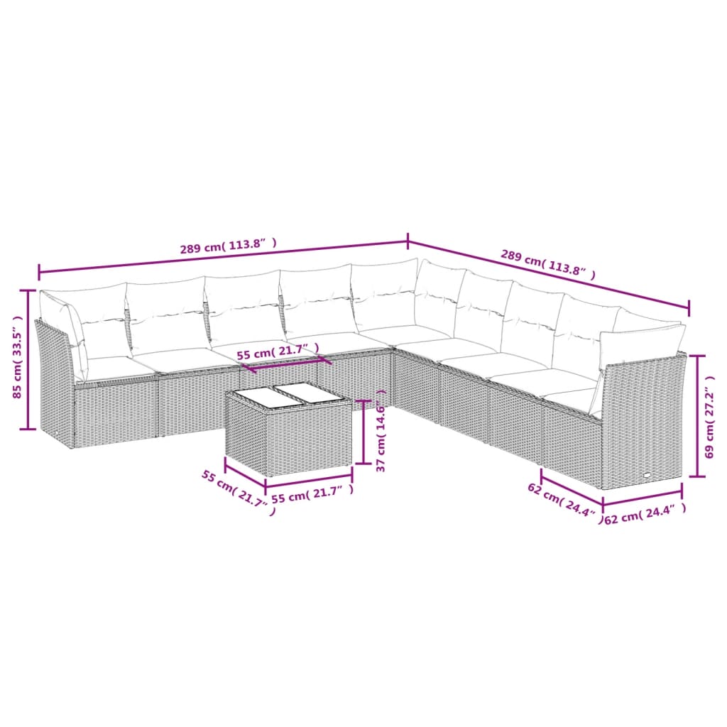 10-tlg. Garten-Sofagarnitur mit Kissen Braun Poly Rattan - Premium Gartenmöbel-Sets  - Just €851.19! Shop now at homesales4u