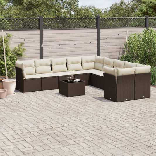 11-tlg. Garten-Sofagarnitur mit Kissen Braun Poly Rattan - Premium Gartenmöbel-Sets  - Just €940.37! Shop now at homesales4u
