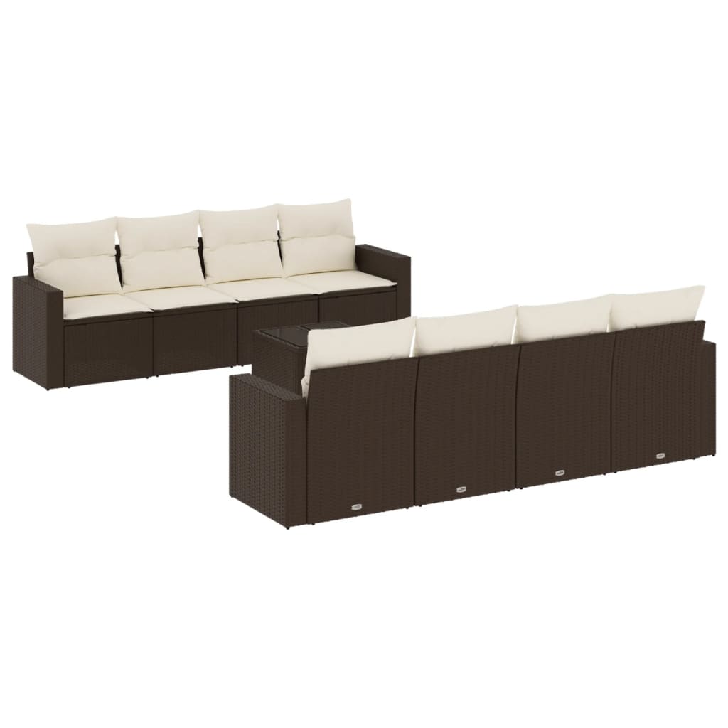 9-tlg. Garten-Sofagarnitur mit Kissen Braun Poly Rattan - Premium Gartenmöbel-Sets  - Just €772.21! Shop now at homesales4u