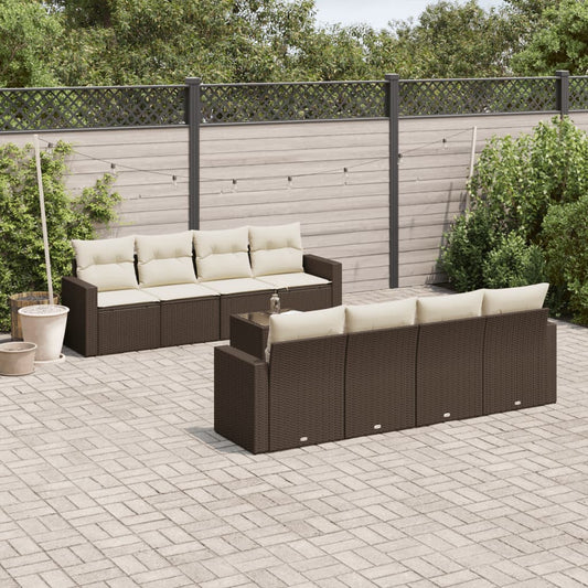 9-tlg. Garten-Sofagarnitur mit Kissen Braun Poly Rattan - Premium Gartenmöbel-Sets  - Just €771.94! Shop now at homesales4u