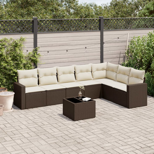 8-tlg. Garten-Sofagarnitur mit Kissen Braun Poly Rattan - Premium Gartenmöbel-Sets  - Just €691.67! Shop now at homesales4u