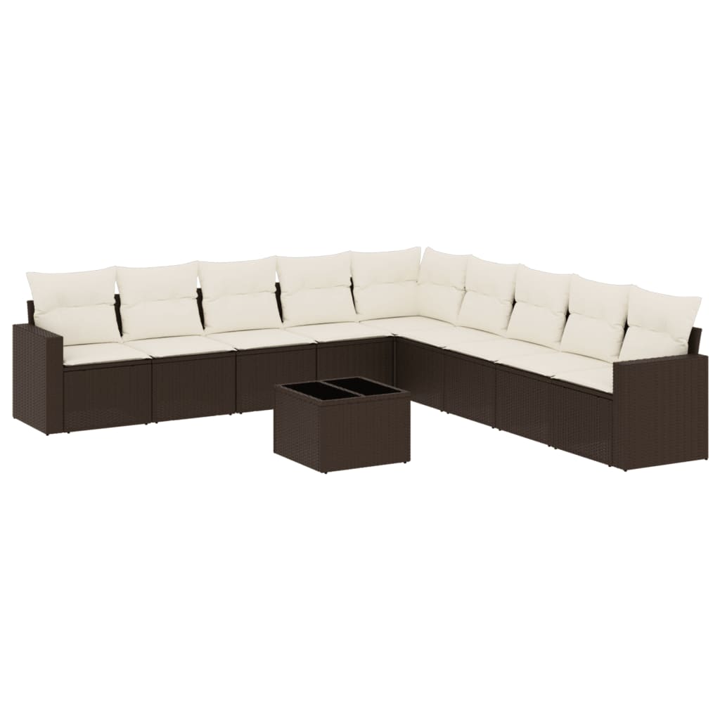 10-tlg. Garten-Sofagarnitur mit Kissen Braun Poly Rattan - Premium Gartenmöbel-Sets  - Just €857.41! Shop now at homesales4u