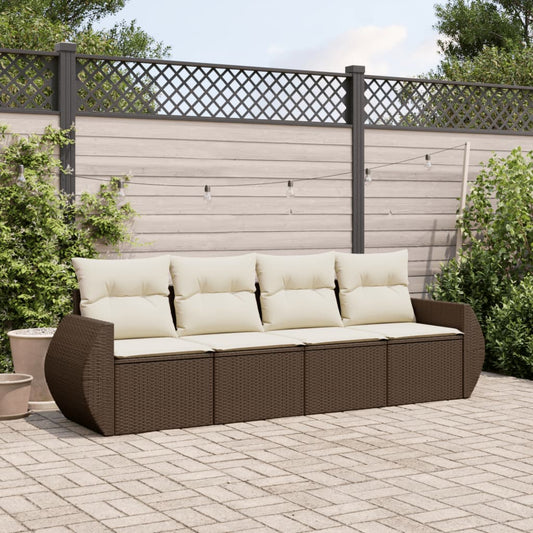 4-tlg. Garten-Sofagarnitur mit Kissen Braun Poly Rattan - Premium Gartenmöbel-Sets  - Just €380.14! Shop now at homesales4u
