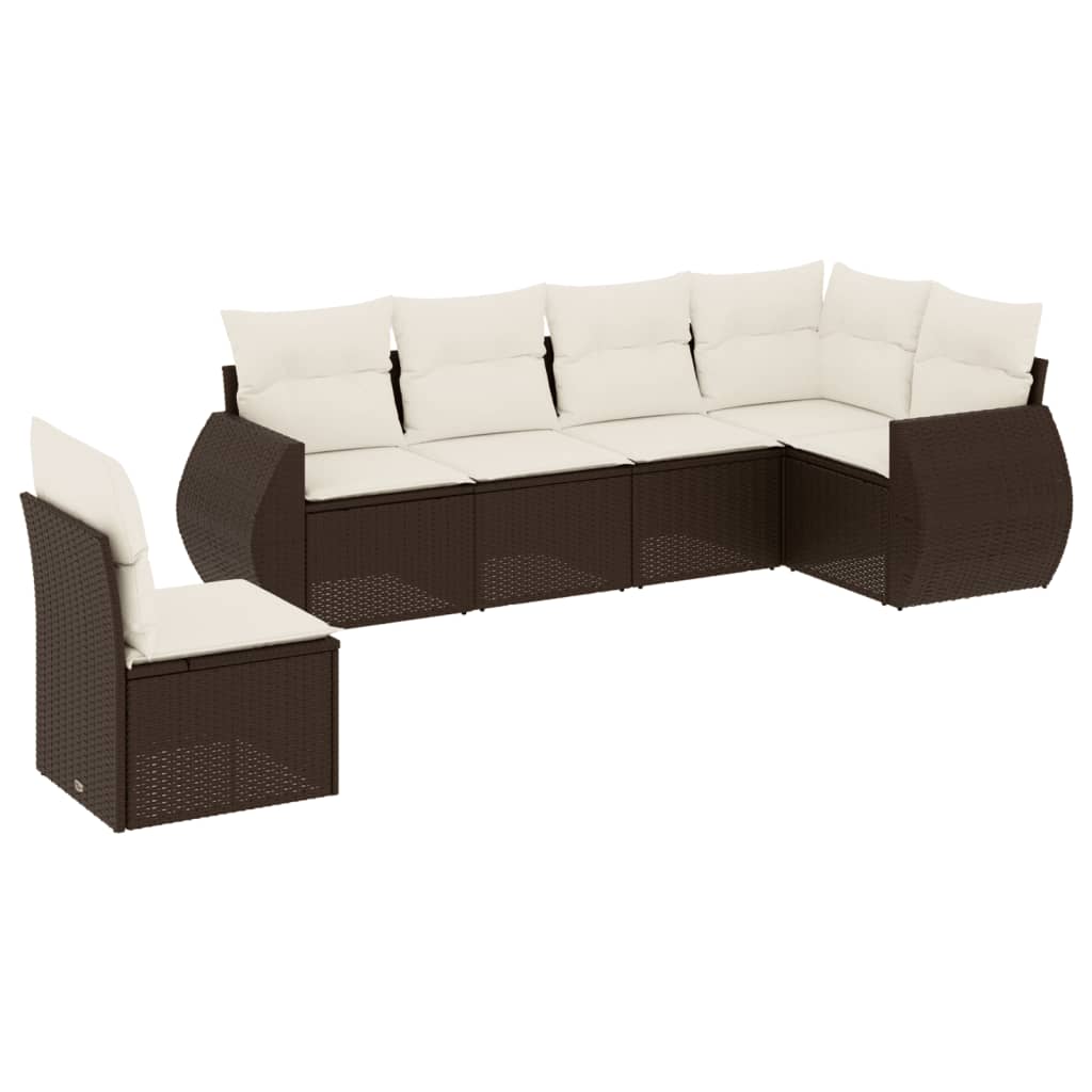 6-tlg. Garten-Sofagarnitur mit Kissen Braun Poly Rattan - Premium Gartenmöbel-Sets  - Just €564.83! Shop now at homesales4u