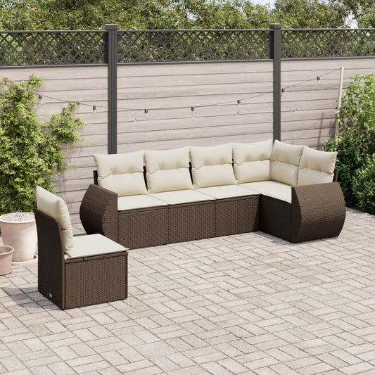 6-tlg. Garten-Sofagarnitur mit Kissen Braun Poly Rattan - Premium Gartenmöbel-Sets  - Just €564.83! Shop now at homesales4u