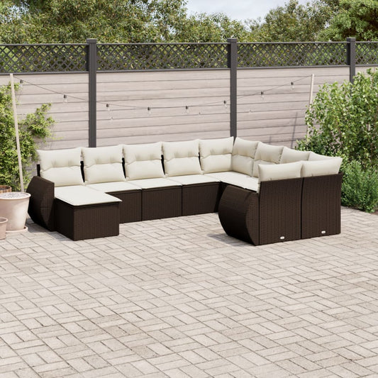 10-tlg. Garten-Sofagarnitur mit Kissen Braun Poly Rattan - Premium Gartenmöbel-Sets  - Just €907.40! Shop now at homesales4u
