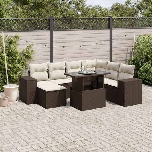 8-tlg. Garten-Sofagarnitur mit Kissen Braun Poly Rattan - Premium Gartenmöbel-Sets  - Just €768.93! Shop now at homesales4u