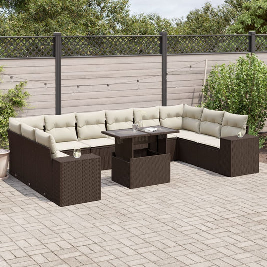 11-tlg. Garten-Sofagarnitur mit Kissen Braun Poly Rattan - Premium Gartenmöbel-Sets  - Just €1018.59! Shop now at homesales4u