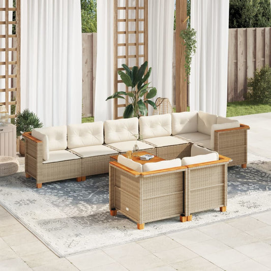 9-tlg. Garten-Sofagarnitur mit Kissen Beige Poly Rattan - Premium Gartenmöbel-Sets  - Just €839.31! Shop now at homesales4u