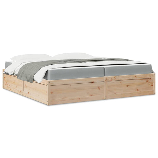 Bett mit Matratze 200x200 cm Massivholz Kiefer - Premium Betten & Bettgestelle  - Just €696.58! Shop now at homesales4u